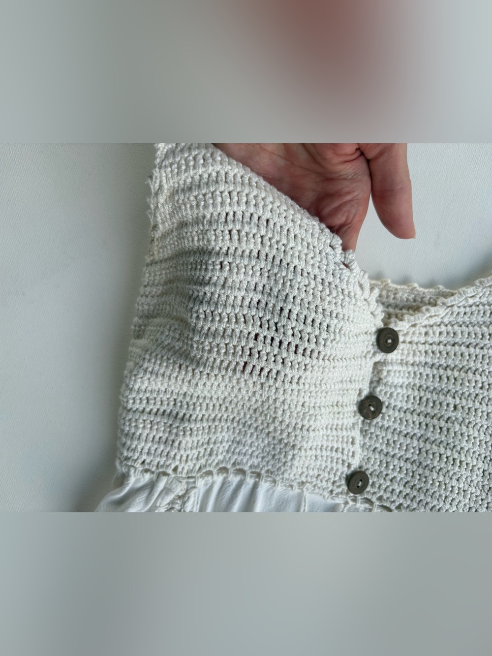 Vintage 1970’s White Linen Crochet Maxi Dress - Picture 8 of 11